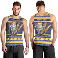 Personalized Barbados Christmas Men Tank Top Bajan Map Santa Trident - Wonder Print Shop