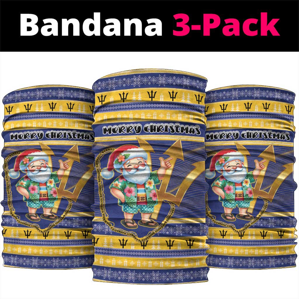 Barbados Christmas Neck Gaiter Bajan Map Santa Trident - Wonder Print Shop