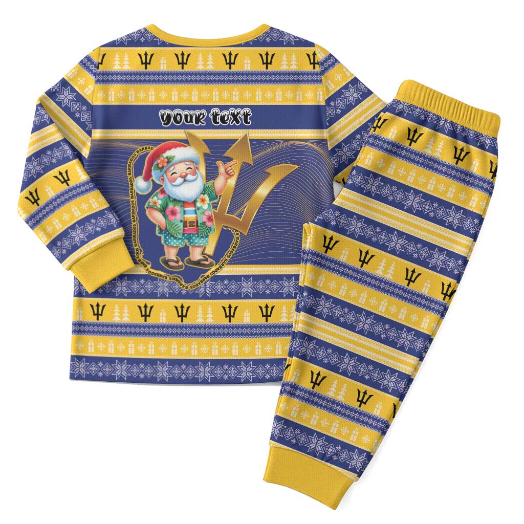 Personalized Barbados Christmas Pajama Set Bajan Map Santa Trident - Wonder Print Shop