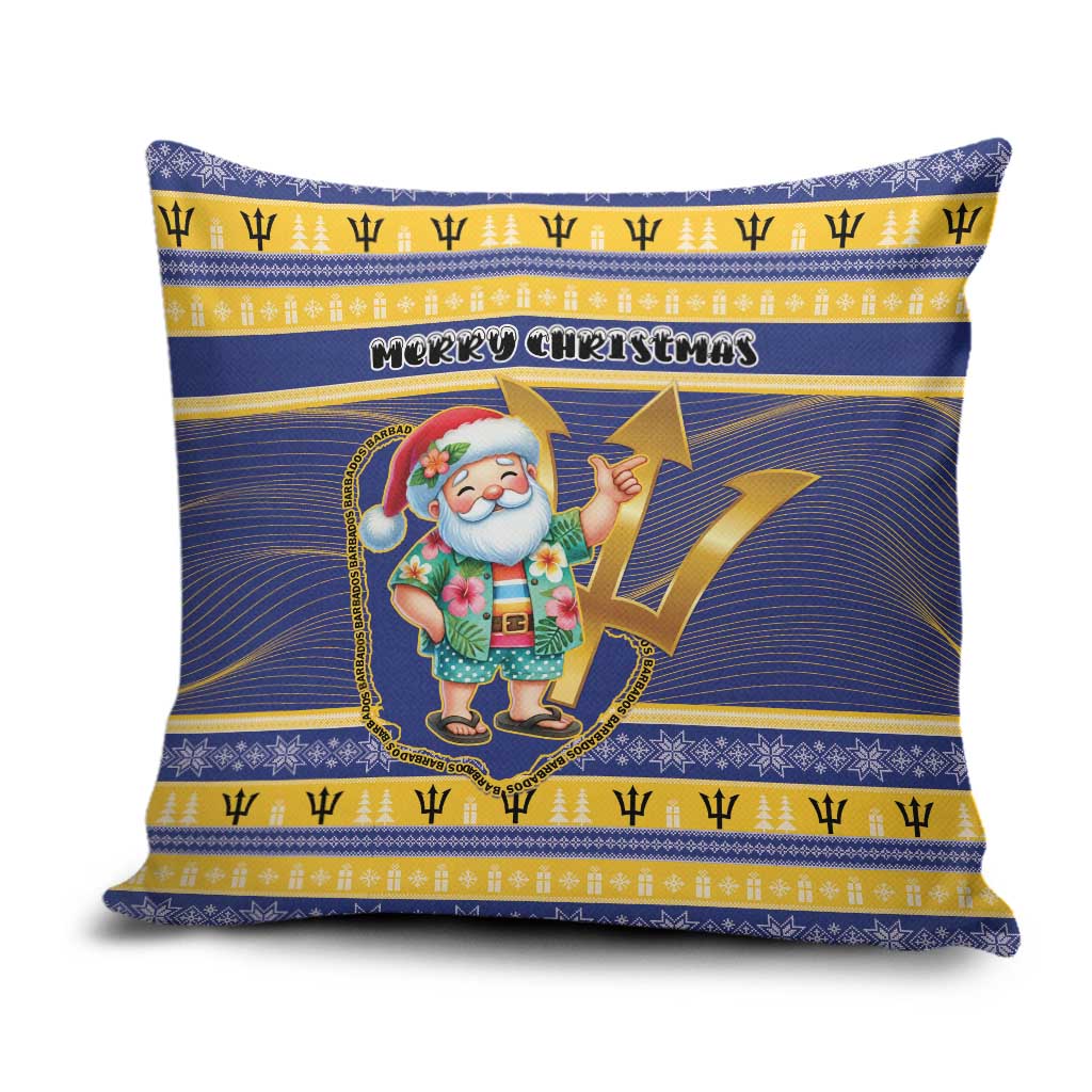 Barbados Christmas Pillow Cover Bajan Map Santa Trident - Wonder Print Shop