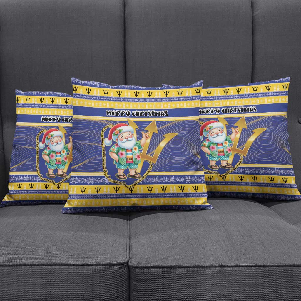 Barbados Christmas Pillow Cover Bajan Map Santa Trident - Wonder Print Shop