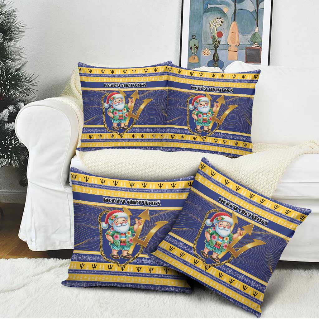 Barbados Christmas Pillow Cover Bajan Map Santa Trident - Wonder Print Shop
