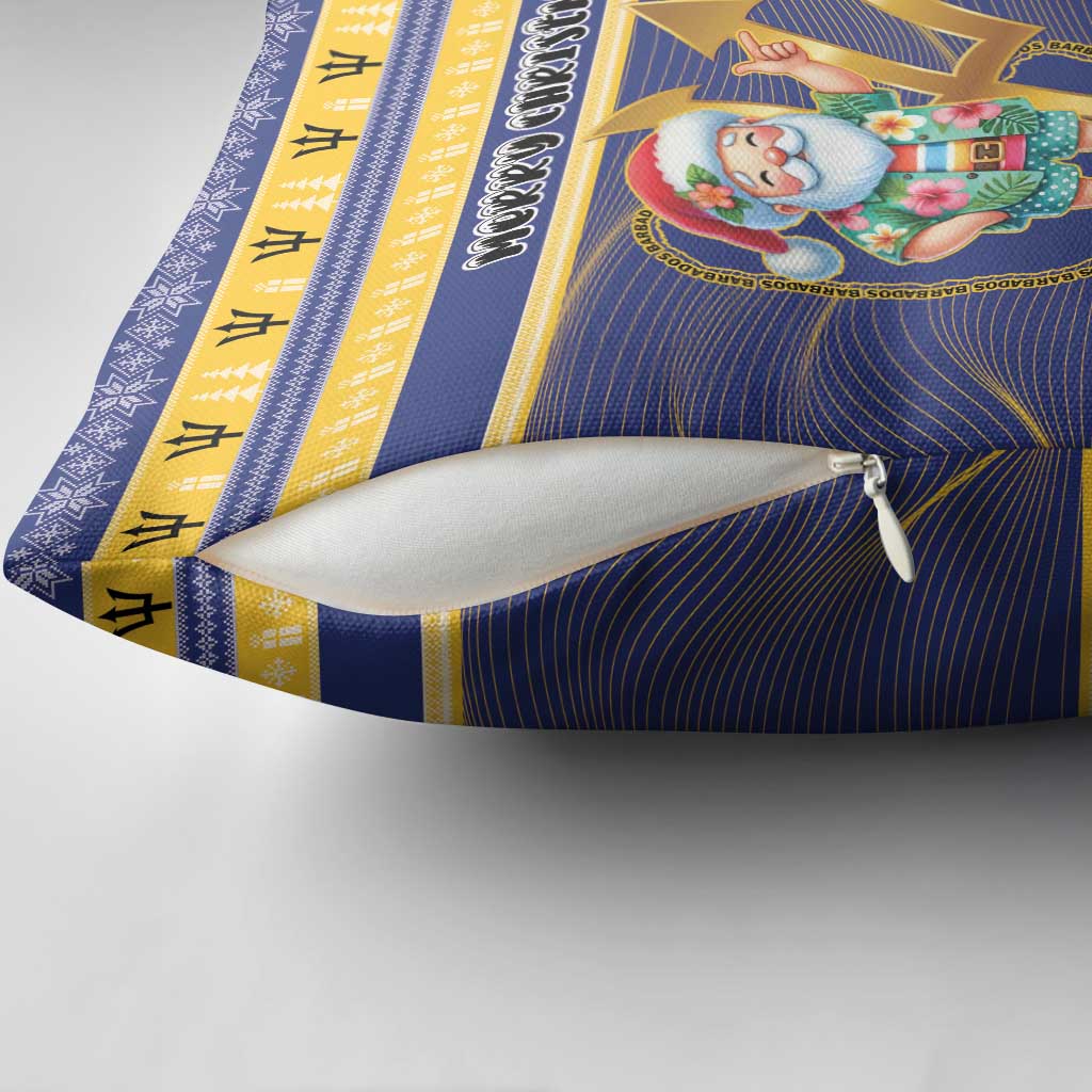 Barbados Christmas Pillow Cover Bajan Map Santa Trident - Wonder Print Shop