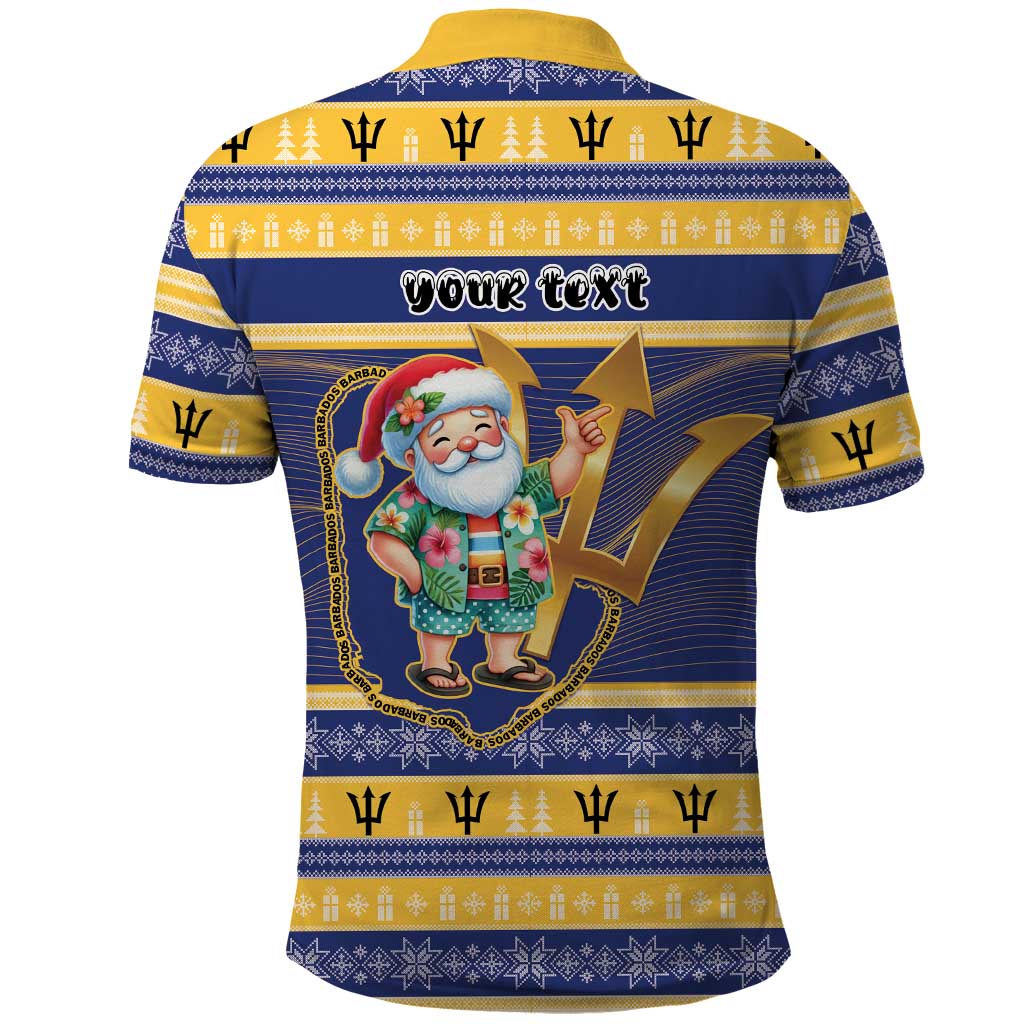 Personalized Barbados Christmas Polo Shirt Bajan Map Santa Trident - Wonder Print Shop