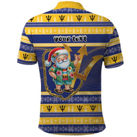 Personalized Barbados Christmas Polo Shirt Bajan Map Santa Trident - Wonder Print Shop