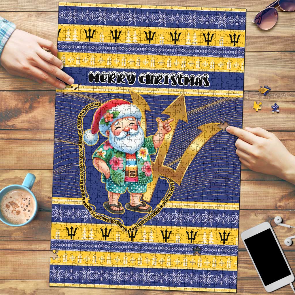 Barbados Christmas Puzzle Bajan Map Santa Trident - Wonder Print Shop