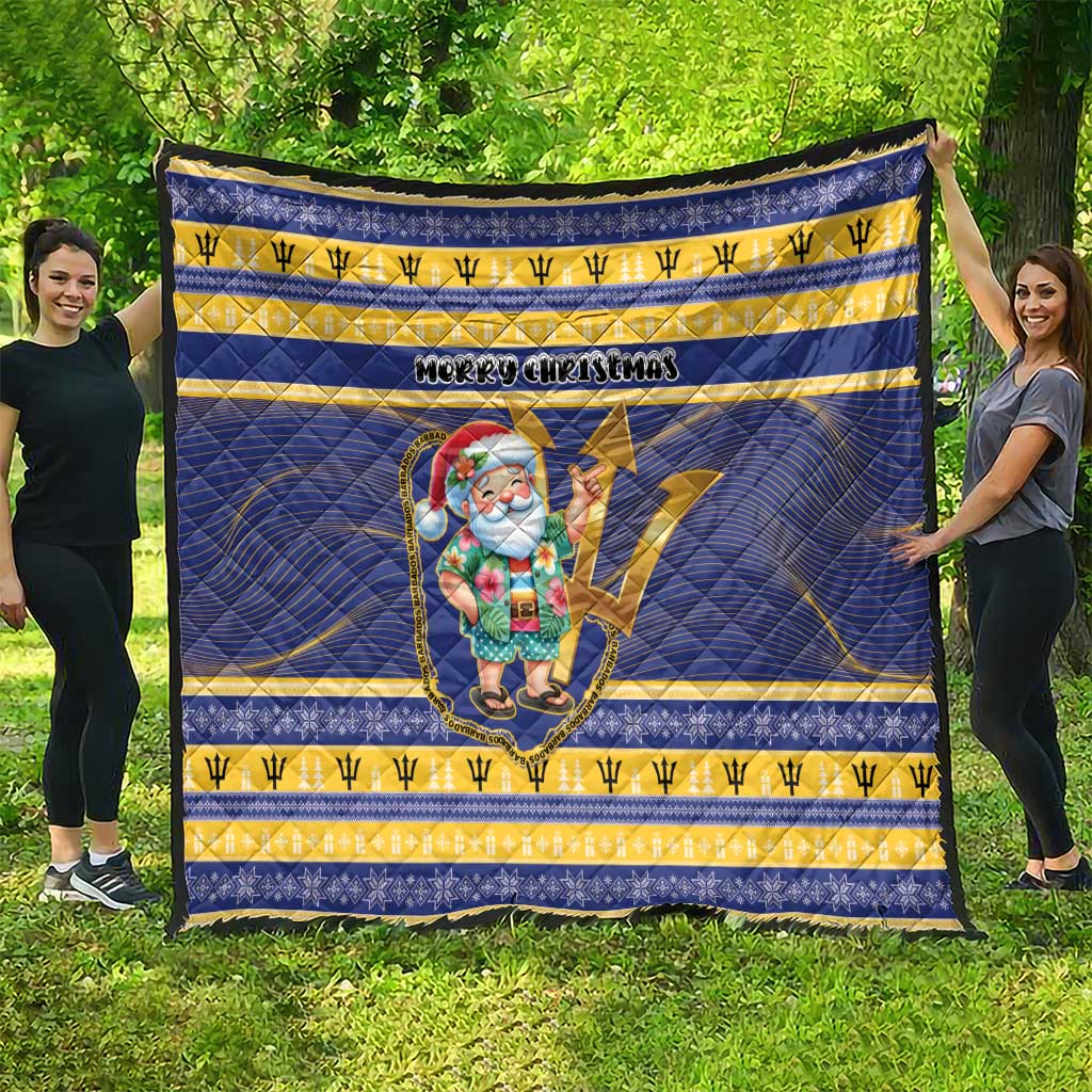 Barbados Christmas Quilt Bajan Map Santa Trident - Wonder Print Shop