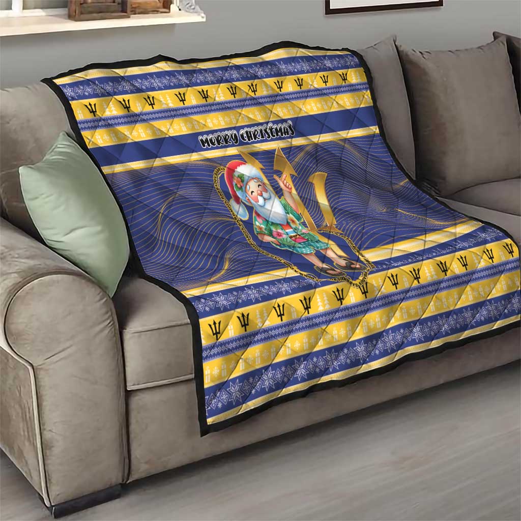 Barbados Christmas Quilt Bajan Map Santa Trident - Wonder Print Shop
