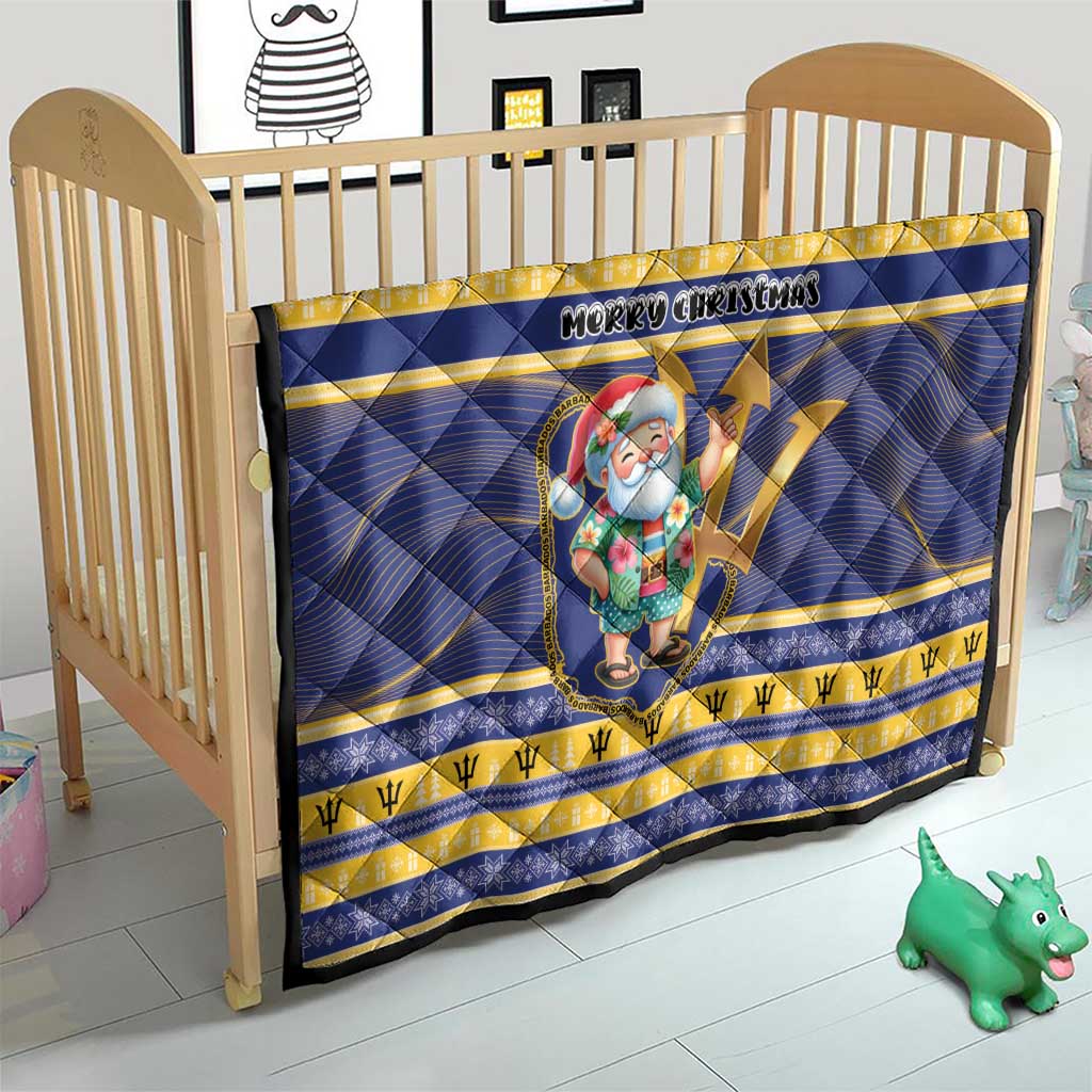 Barbados Christmas Quilt Bajan Map Santa Trident - Wonder Print Shop