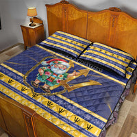 Barbados Christmas Quilt Bed Set Bajan Map Santa Trident - Wonder Print Shop