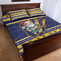 Barbados Christmas Quilt Bed Set Bajan Map Santa Trident - Wonder Print Shop