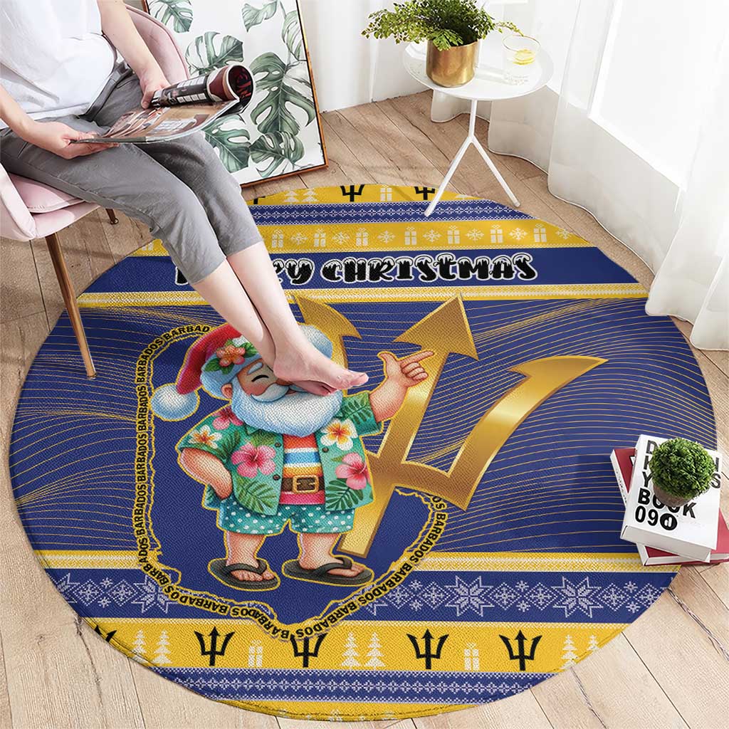 Barbados Christmas Round Carpet Bajan Map Santa Trident - Wonder Print Shop