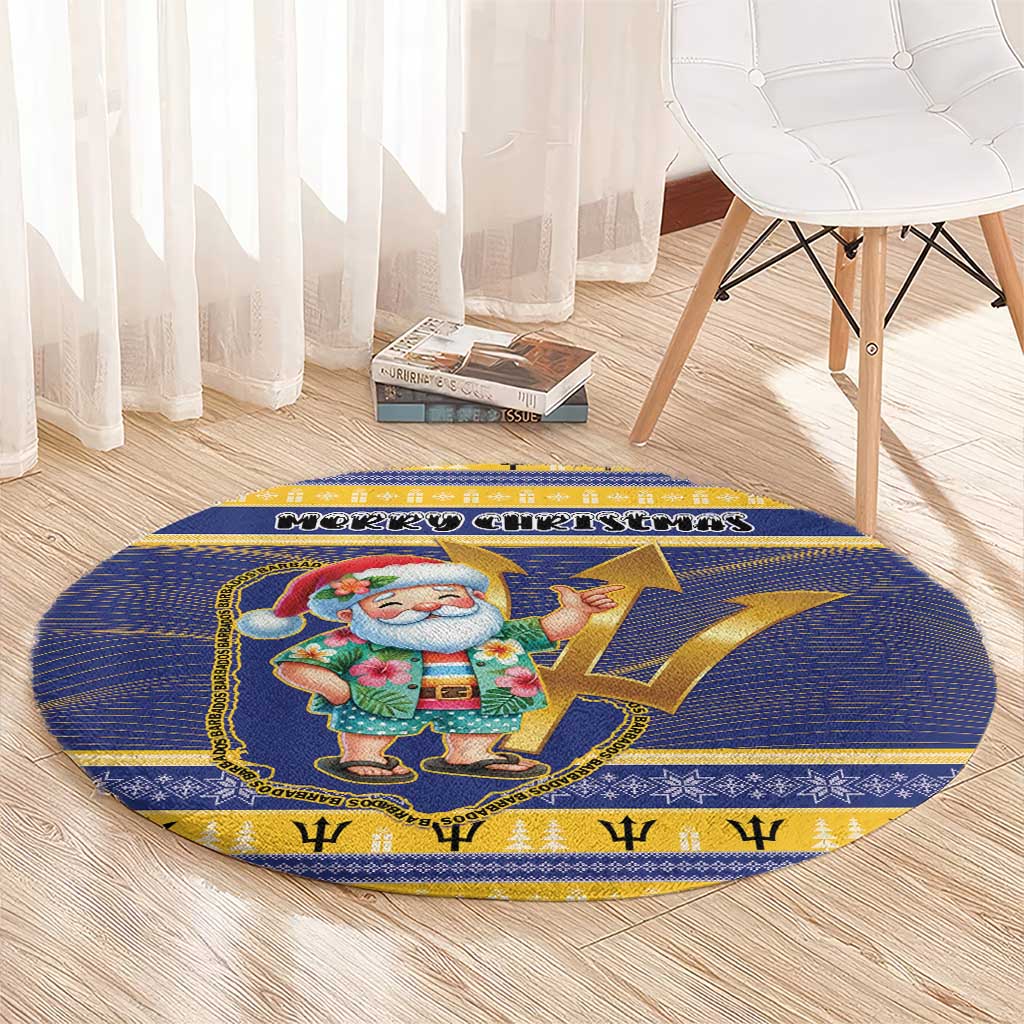 Barbados Christmas Round Carpet Bajan Map Santa Trident - Wonder Print Shop