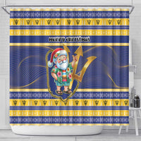 Barbados Christmas Shower Curtain Bajan Map Santa Trident - Wonder Print Shop