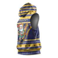 Personalized Barbados Christmas Sleeveless Hoodie Bajan Map Santa Trident - Wonder Print Shop