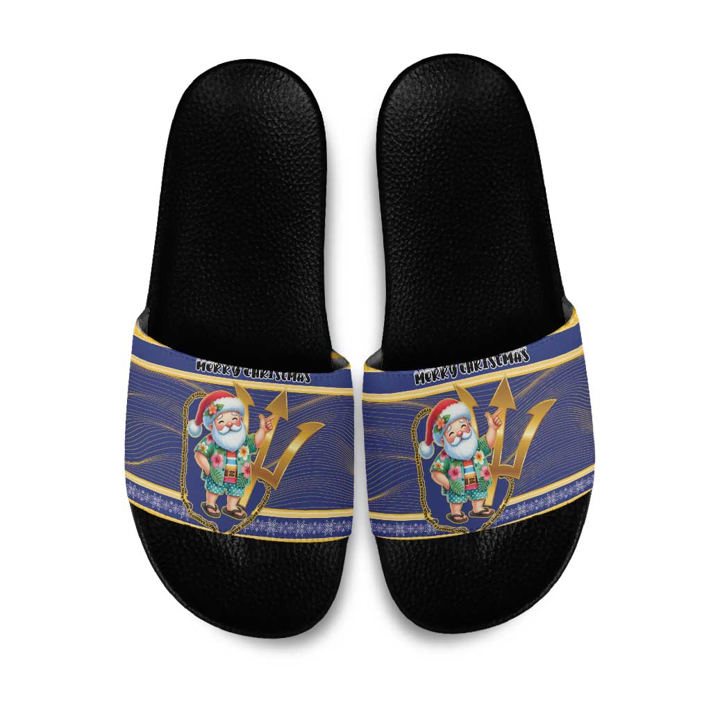 Barbados Christmas Slide Sandals Bajan Map Santa Trident - Wonder Print Shop