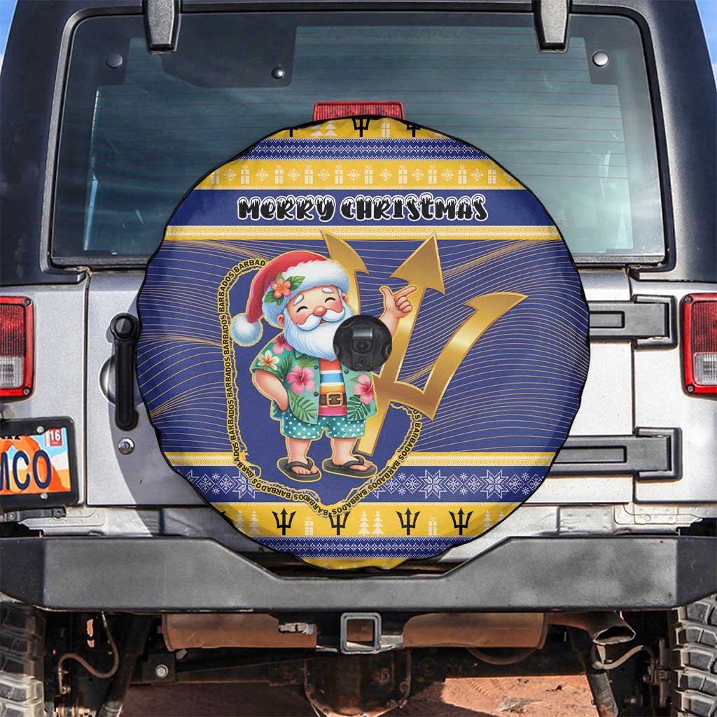 Barbados Christmas Spare Tire Cover Bajan Map Santa Trident - Wonder Print Shop