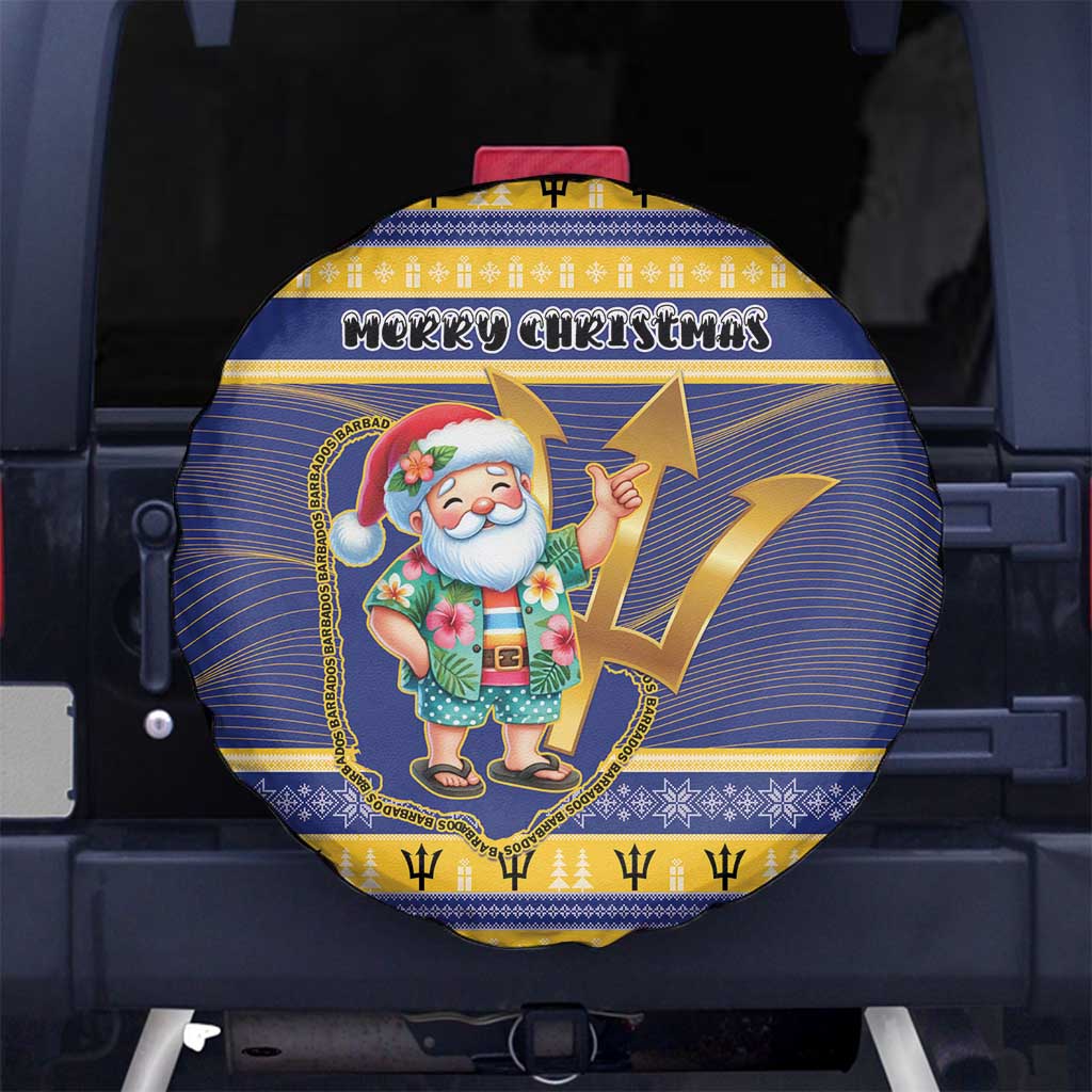 Barbados Christmas Spare Tire Cover Bajan Map Santa Trident - Wonder Print Shop