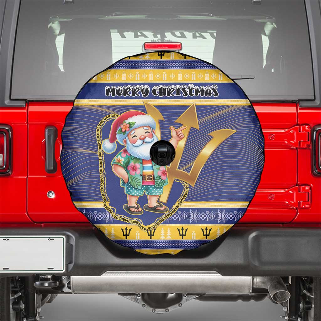 Barbados Christmas Spare Tire Cover Bajan Map Santa Trident - Wonder Print Shop