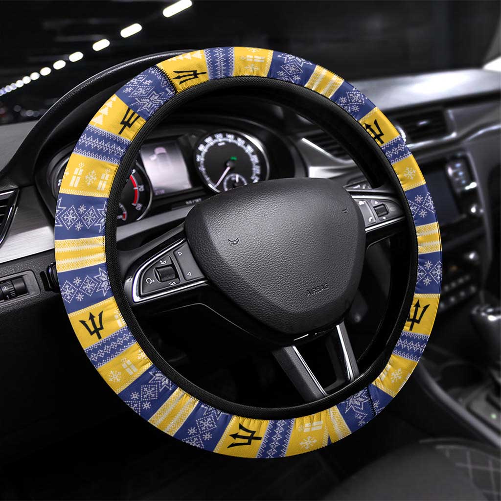 Barbados Christmas Steering Wheel Cover Bajan Map Santa Trident - Wonder Print Shop