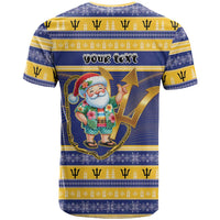 Personalized Barbados Christmas T Shirt Bajan Map Santa Trident - Wonder Print Shop