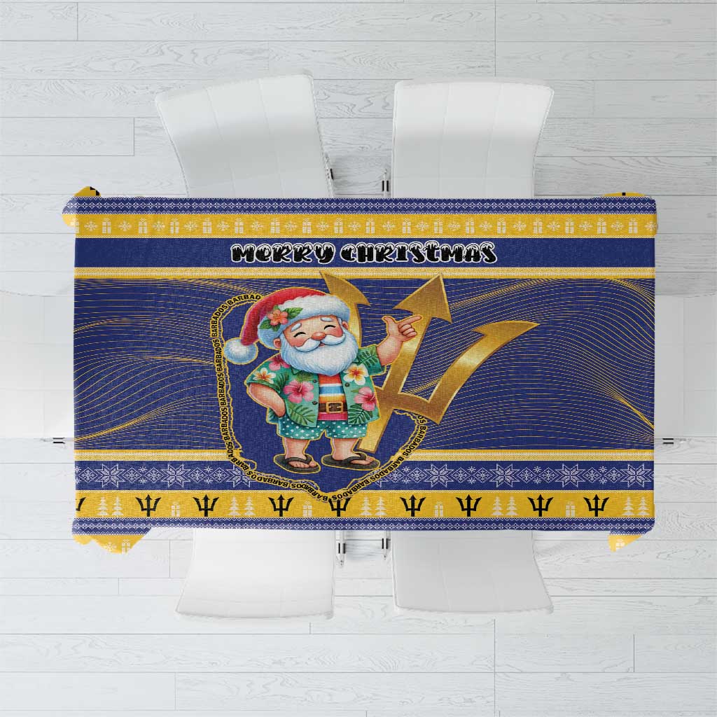 Barbados Christmas Tablecloth Bajan Map Santa Trident - Wonder Print Shop