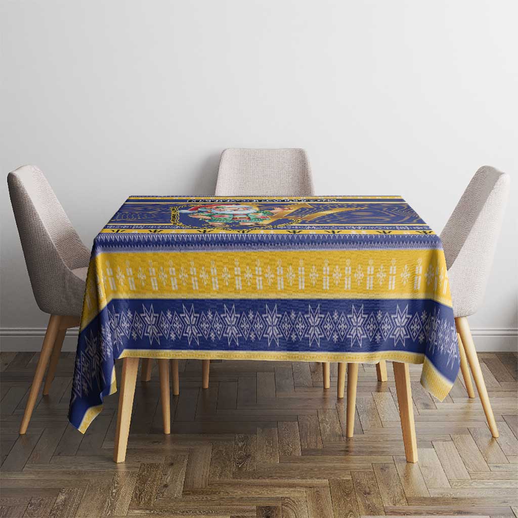 Barbados Christmas Tablecloth Bajan Map Santa Trident - Wonder Print Shop