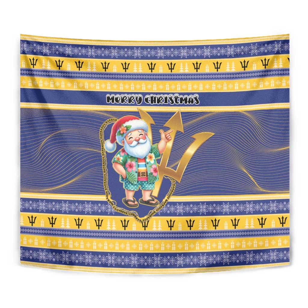 Barbados Christmas Tapestry Bajan Map Santa Trident - Wonder Print Shop