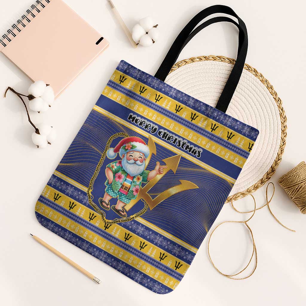 Barbados Christmas Tote Bag Bajan Map Santa Trident - Wonder Print Shop