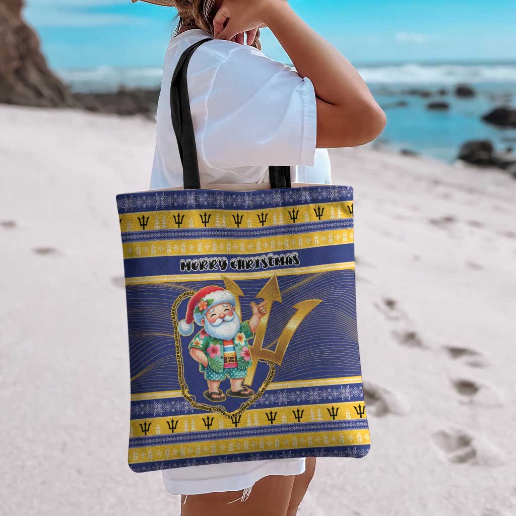 Barbados Christmas Tote Bag Bajan Map Santa Trident - Wonder Print Shop