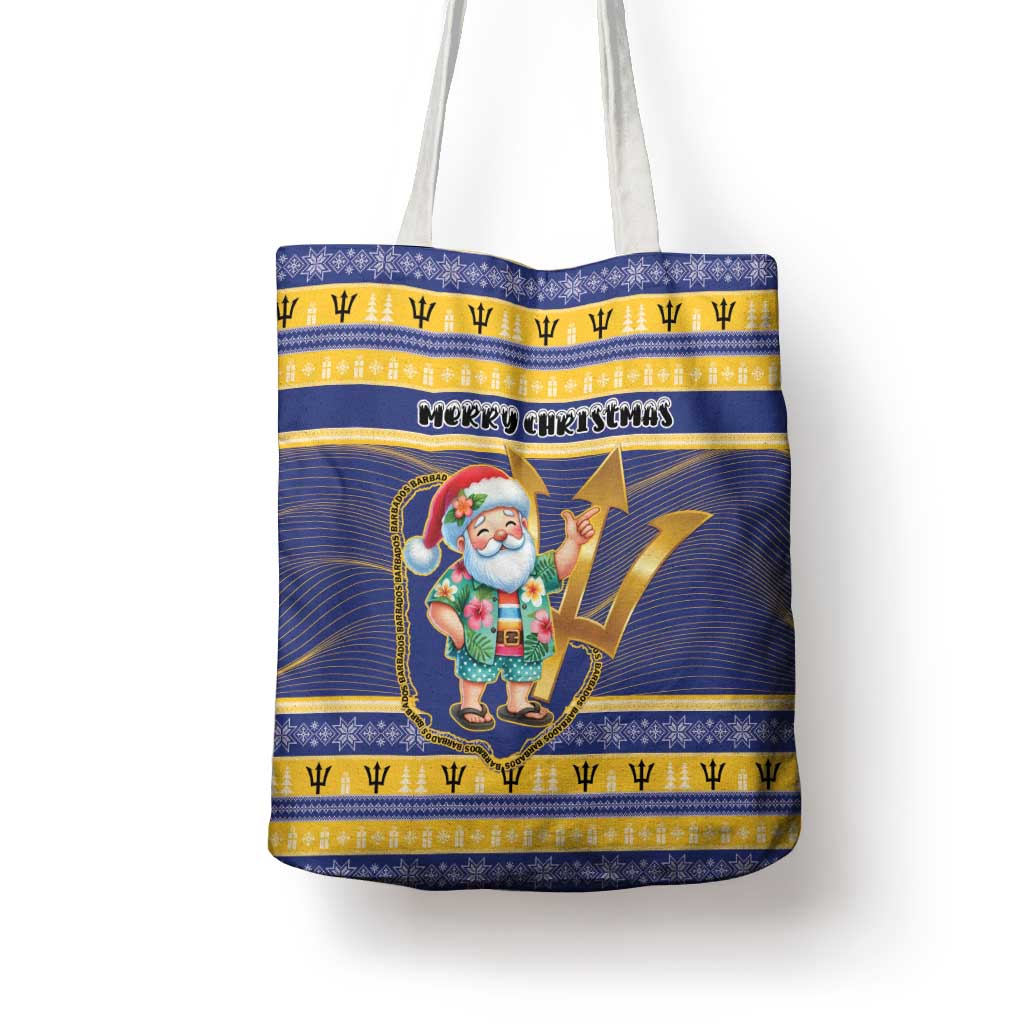 Barbados Christmas Tote Bag Bajan Map Santa Trident - Wonder Print Shop