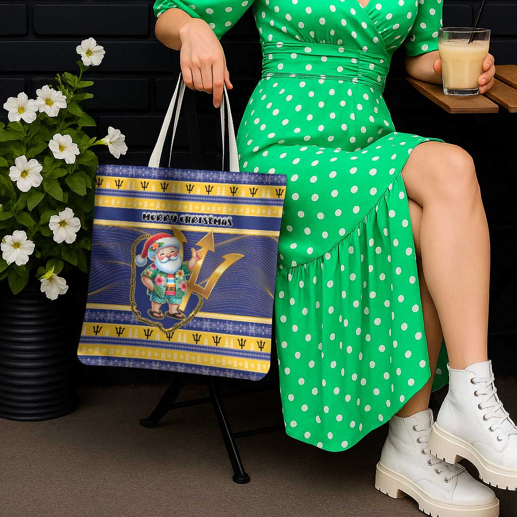 Barbados Christmas Tote Bag Bajan Map Santa Trident - Wonder Print Shop