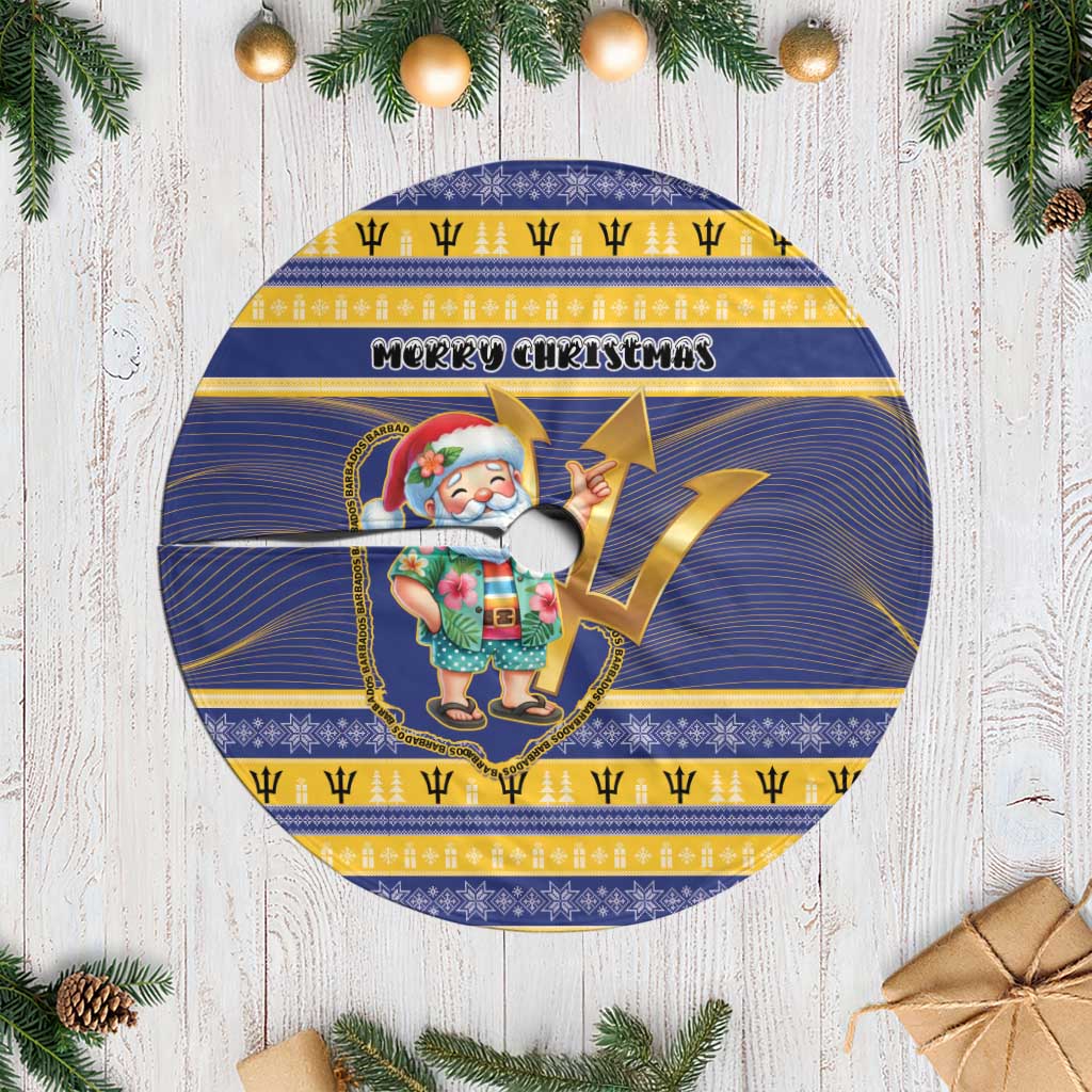 Barbados Christmas Tree Skirt Bajan Map Santa Trident - Wonder Print Shop