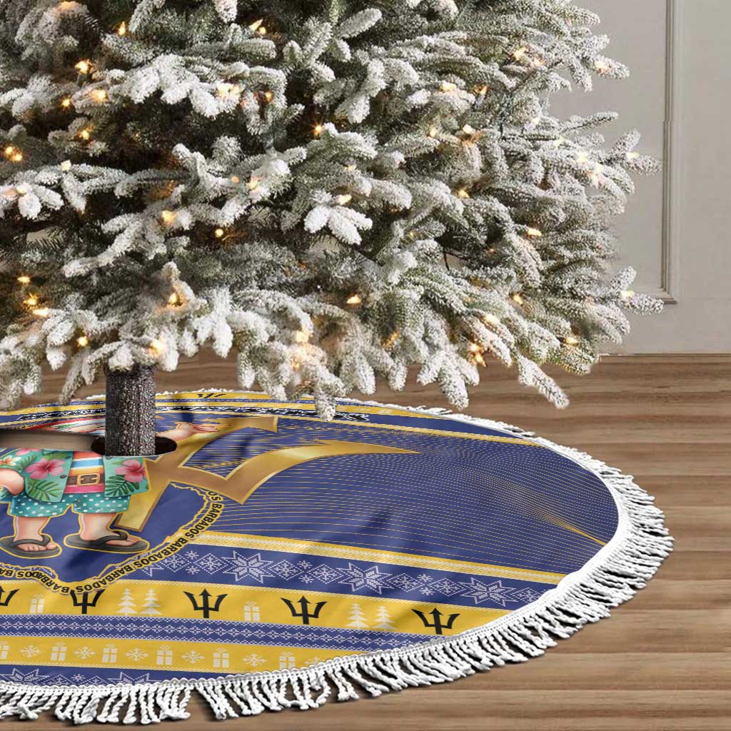 Barbados Christmas Tree Skirt Bajan Map Santa Trident - Wonder Print Shop