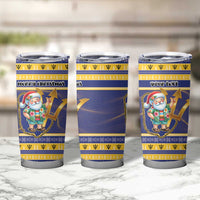 Personalized Barbados Christmas Tumbler Cup Bajan Map Santa Trident - Wonder Print Shop