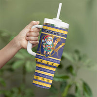 Personalized Barbados Christmas Tumbler With Handle Bajan Map Santa Trident - Wonder Print Shop