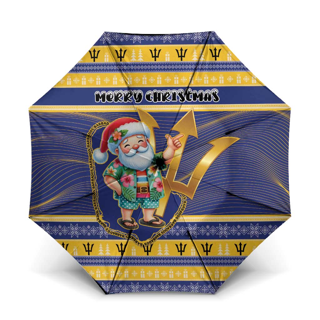 Barbados Christmas Umbrella Bajan Map Santa Trident - Wonder Print Shop