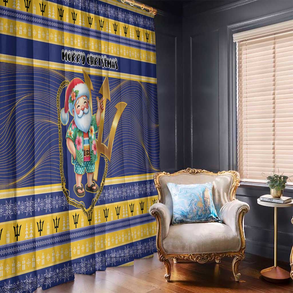 Barbados Christmas Window Curtain Bajan Map Santa Trident - Wonder Print Shop
