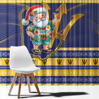 Barbados Christmas Window Curtain Bajan Map Santa Trident - Wonder Print Shop