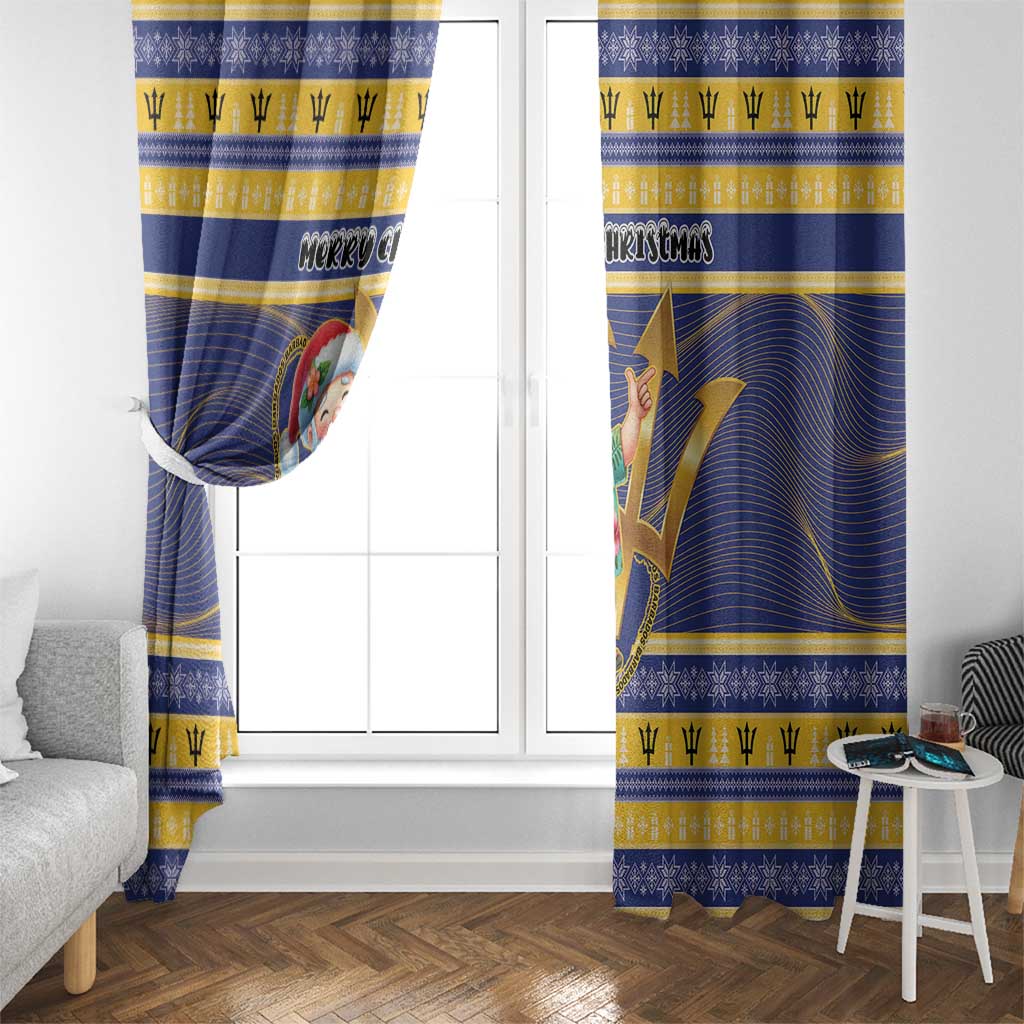Barbados Christmas Window Curtain Bajan Map Santa Trident - Wonder Print Shop