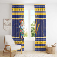 Barbados Christmas Window Curtain Bajan Map Santa Trident - Wonder Print Shop