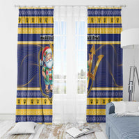 Barbados Christmas Window Curtain Bajan Map Santa Trident - Wonder Print Shop
