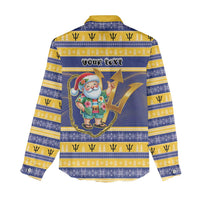 Personalized Barbados Christmas Women Casual Shirt Bajan Map Santa Trident - Wonder Print Shop