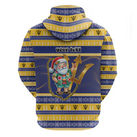 Personalized Barbados Christmas Zip Hoodie Bajan Map Santa Trident - Wonder Print Shop