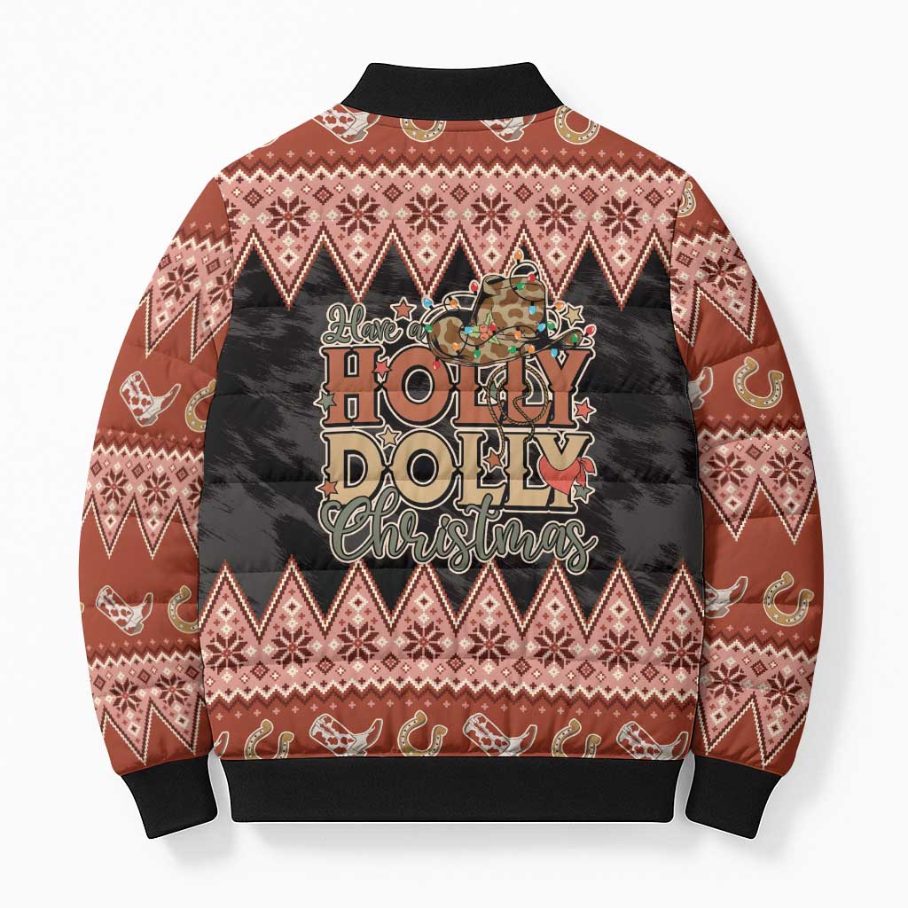 Howdy Christmas Bomber Puffer Jacket Have a Holly Jolly Christmas - Wonder Print Shop