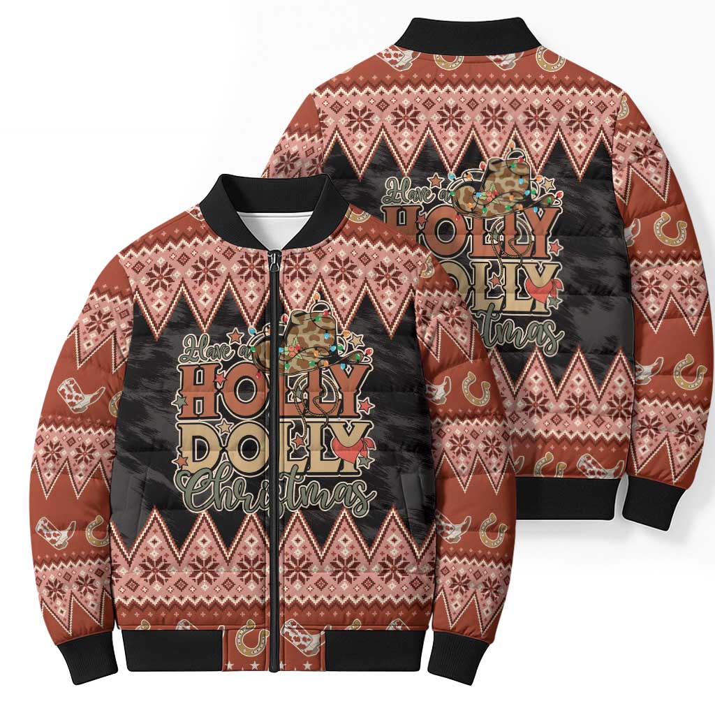 Howdy Christmas Bomber Puffer Jacket Have a Holly Jolly Christmas - Wonder Print Shop