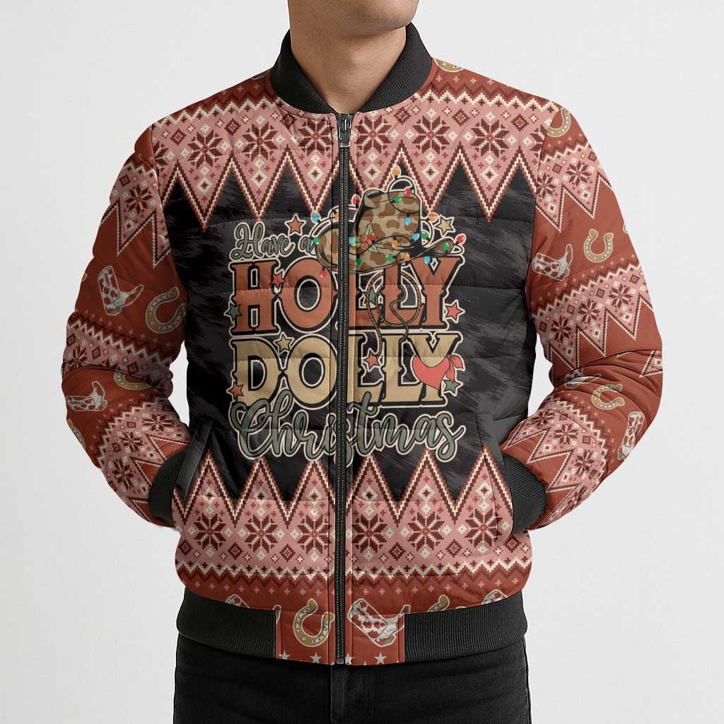 Howdy Christmas Bomber Puffer Jacket Have a Holly Jolly Christmas - Wonder Print Shop