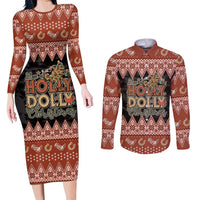 Howdy Christmas Couples Matching Long Sleeve Bodycon Dress and Long Sleeve Button Shirt Have a Holly Jolly Christmas - Wonder Print Shop