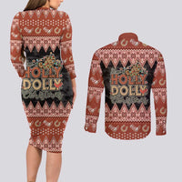 Howdy Christmas Couples Matching Long Sleeve Bodycon Dress and Long Sleeve Button Shirt Have a Holly Jolly Christmas - Wonder Print Shop