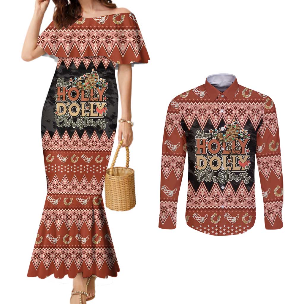 Howdy Christmas Couples Matching Mermaid Dress and Long Sleeve Button Shirt Have a Holly Jolly Christmas - Wonder Print Shop